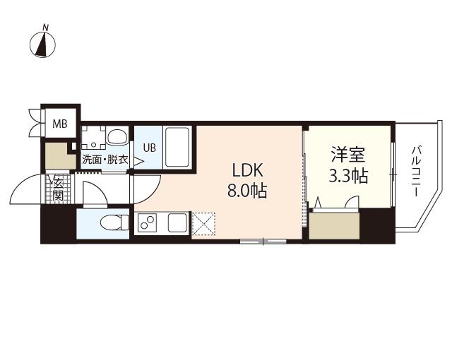 S-RESIDENCE広島駅DILETTO(1LDK/8階)の間取り写真