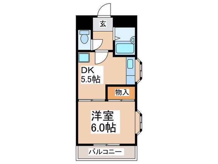 フラッツ加山(1DK/3階)の間取り写真