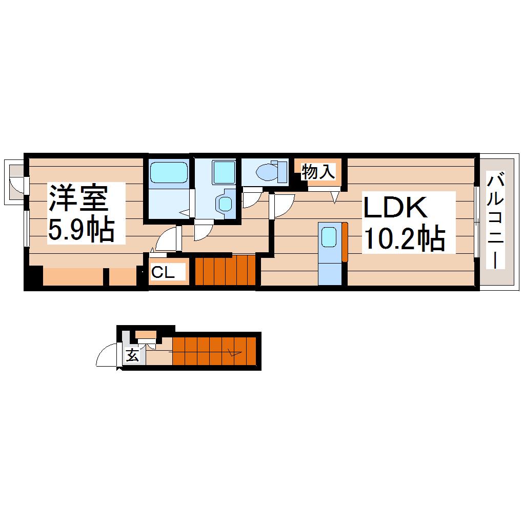 グランコートSKIII(1LDK/2階)の間取り写真
