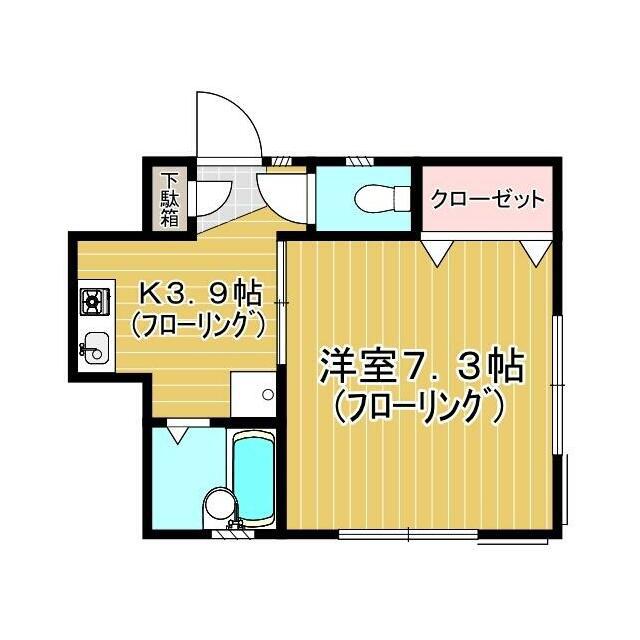 ピュア湘南(1K/2階)の間取り写真