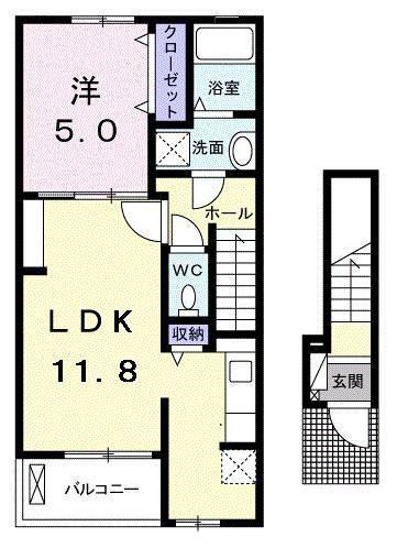 ソラーレ(1LDK/2階)の間取り写真