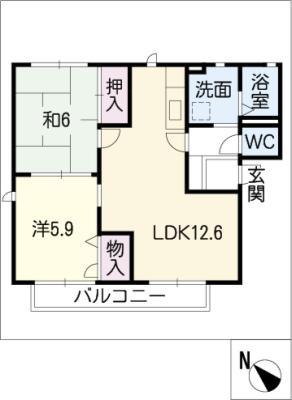フィールドタウン B(2LDK/1階)の間取り写真