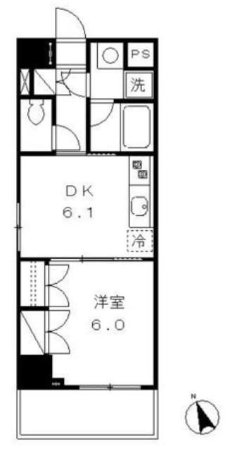 ヌーベルメゾン三嘉(1DK/4階)の間取り写真