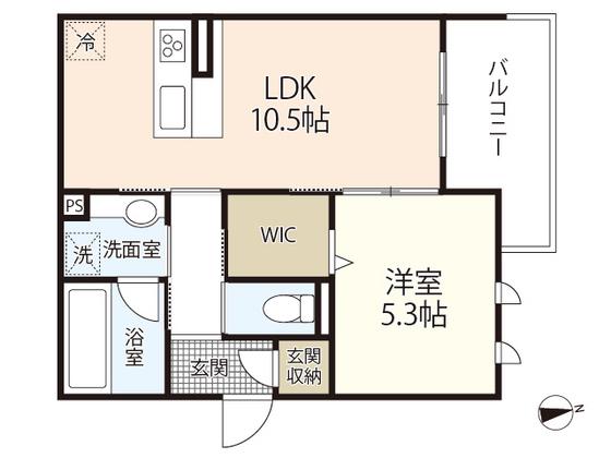 D-ROOM中筋 II棟(1LDK/3階)の間取り写真