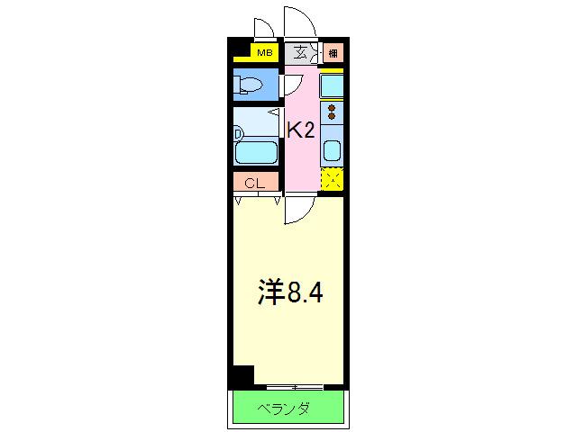 ビレッジ春日野道(1K/2階)の間取り写真