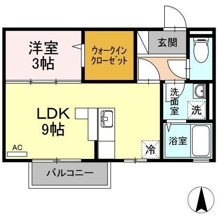 シルフィ越前町(1LDK/2階)の間取り写真