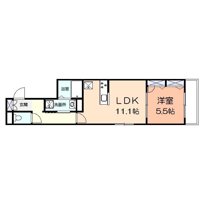ＪＲ横浜線 矢部駅 徒歩2分 3階建 築6年(1LDK/1階)の間取り写真