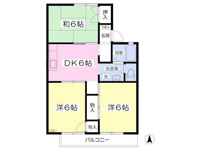 サンシティパークI(3DK/2階)の間取り写真