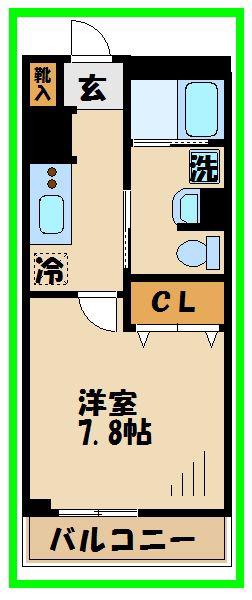 ベルク経堂壱番館(1K/1階)の間取り写真