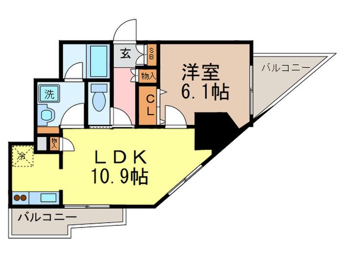 パークアクシス駒込(1LDK/11階)の間取り写真