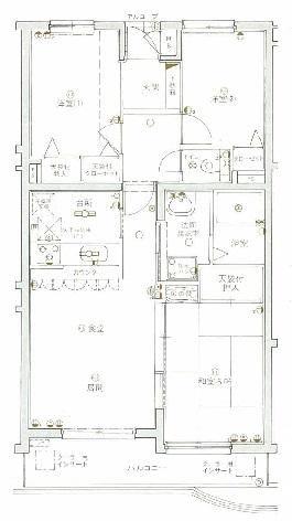 リバティ中島壱番館(3LDK/5階)の間取り写真