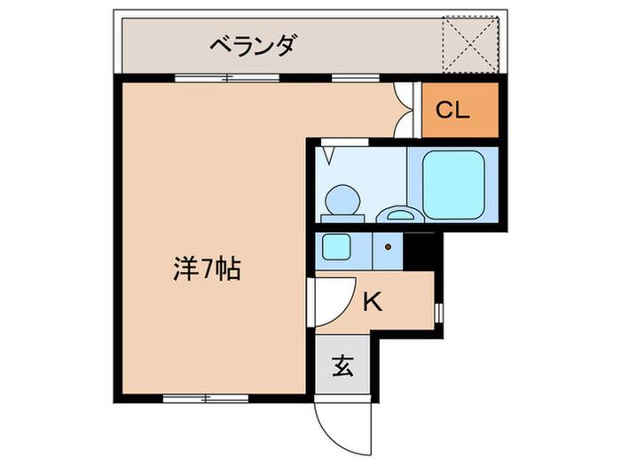 サンライズ2 A棟(1K/2階)の間取り写真