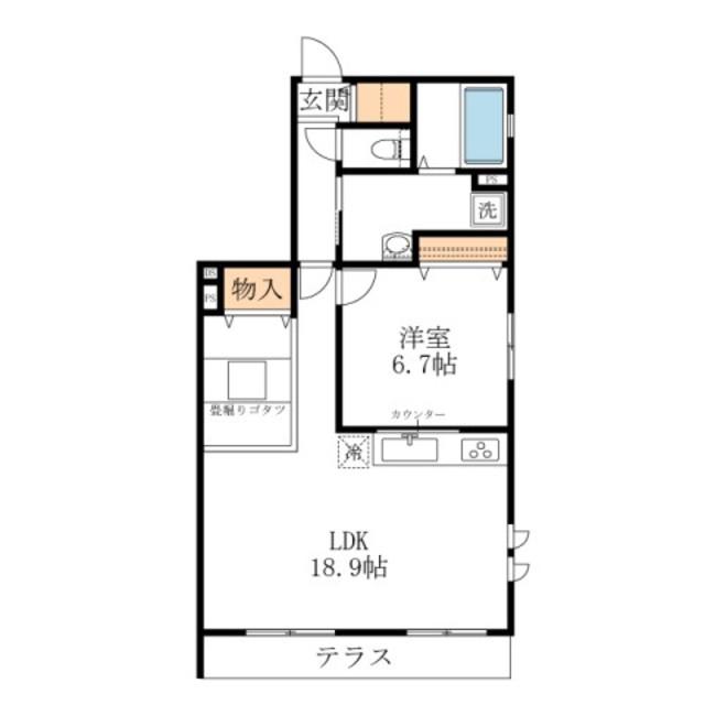 八杉メゾン(1LDK/1階)の間取り写真