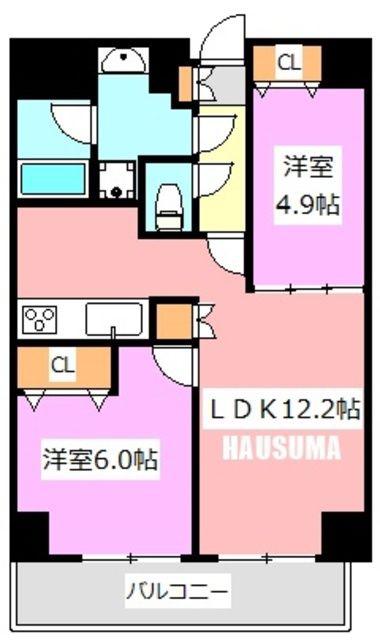 サンパレス駒込壱番館(2LDK/6階)の間取り写真