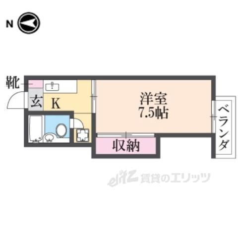 フレグランス久度(1K/2階)の間取り写真