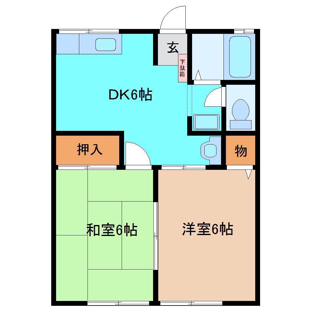 クレセント(2DK/1階)の間取り写真