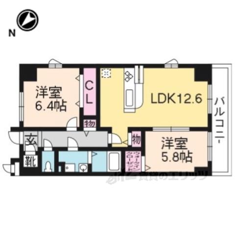 プログレス3番館(2LDK/2階)の間取り写真