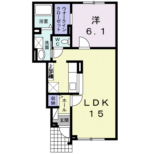 グランボヌールI(1LDK/1階)の間取り写真