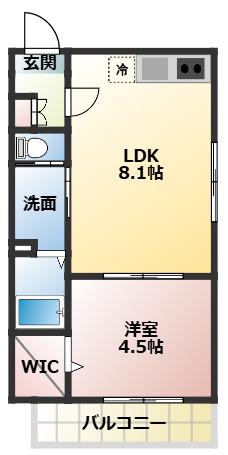 コンフォート薬円台(1LDK/1階)の間取り写真