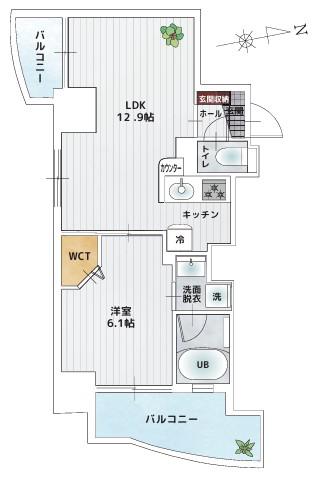 BAUHAUS YOKOGAWA NO.15(1LDK/6階)の間取り写真