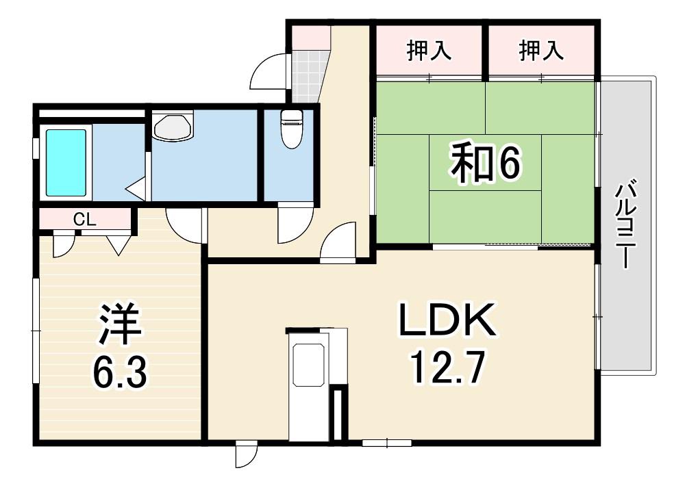 グリーンガーデン(2LDK/2階)の間取り写真