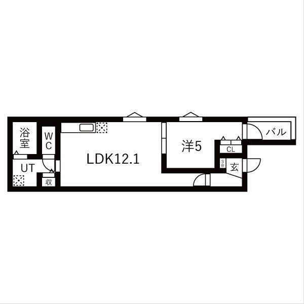 BC生駒C(1LDK/2階)の間取り写真