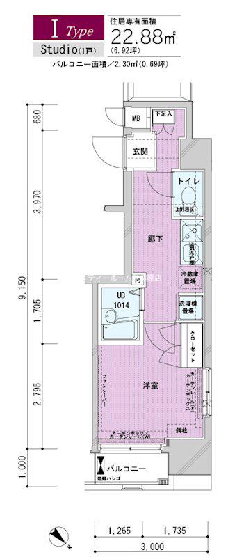 メインステージ神田岩本町II(1K/8階)の間取り写真