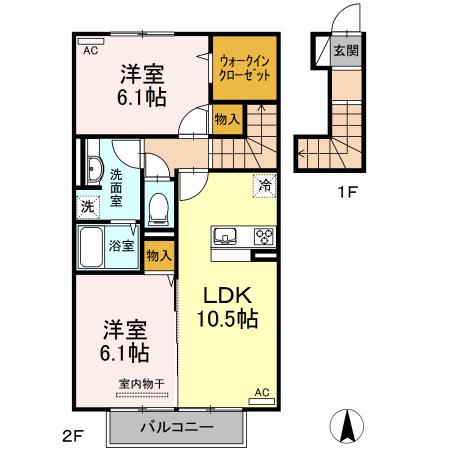 フルーレ(2LDK/2階)の間取り写真