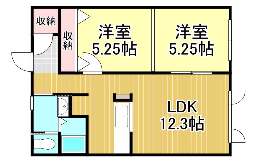 シルフィード木場町(2LDK/1階)の間取り写真