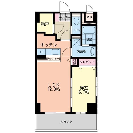 ALLEE VERTE(1LDK/3階)の間取り写真