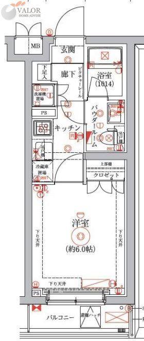 セジョリ横浜鶴見(1K/4階)の間取り写真