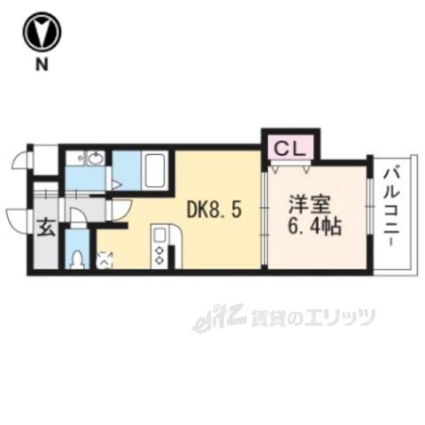LUXE中書島(1LDK/1階)の間取り写真