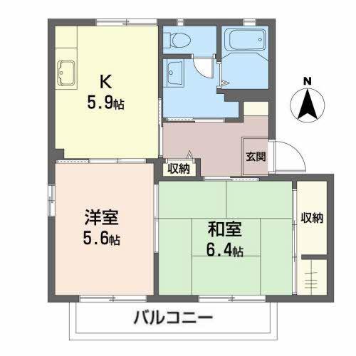 トミーガーデンE(2K/2階)の間取り写真