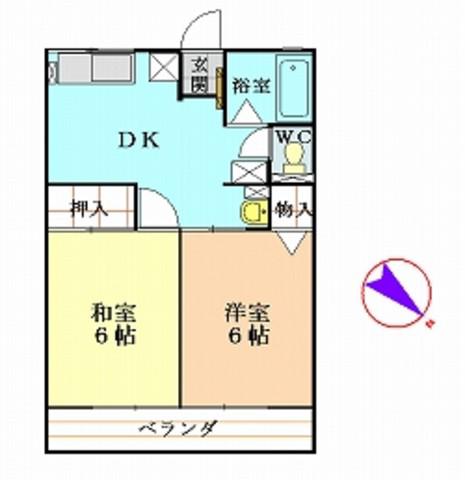 ビュー晴ヶ峰(2DK/2階)の間取り写真