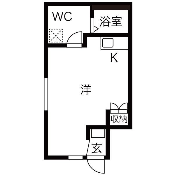 グリュック鳴海(1SK/1階)の間取り写真