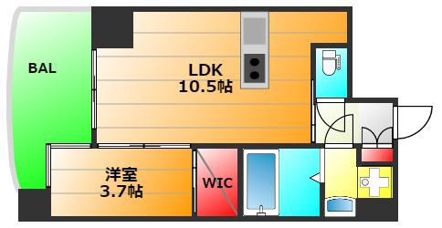 セレニテ本町グランデ(1LDK/9階)の間取り写真