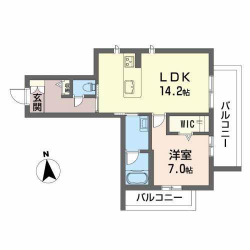 ル シマン(1LDK/4階)の間取り写真
