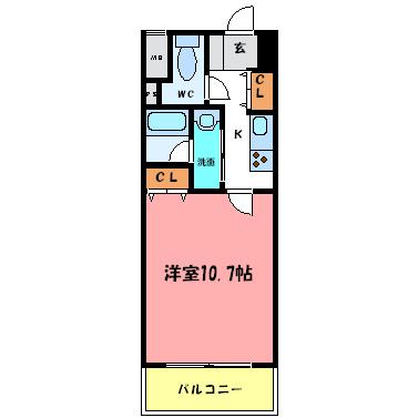 YKハイツ西明石II(1K/6階)の間取り写真