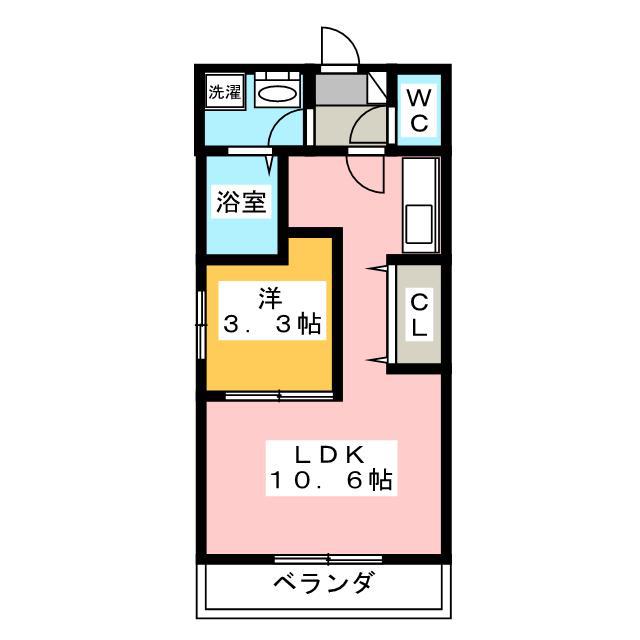 ROOTS(1LDK/2階)の間取り写真