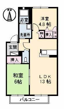 ソレイユさえき(2LDK/2階)の間取り写真