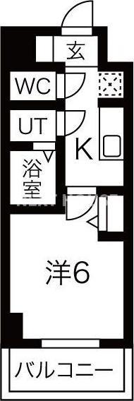 スプランディッド天王寺パークサイド(1K/2階)の間取り写真