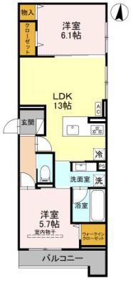 トリアングル(2LDK/3階)の間取り写真