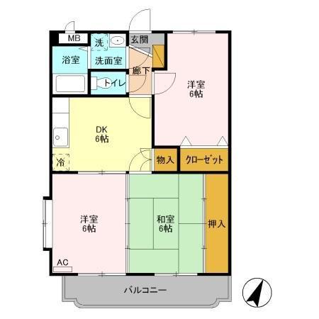 CFハイツVII(3DK/3階)の間取り写真
