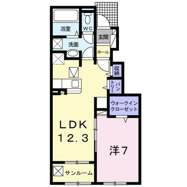 ファミーユI(1LDK/1階)の間取り写真