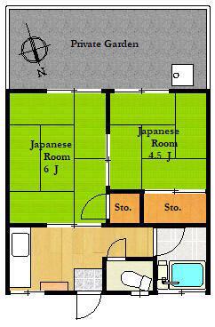 さかわ荘(2K/1階)の間取り写真