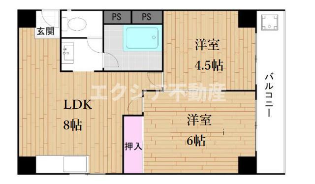 コーポラス翌檜(2LDK/1階)の間取り写真