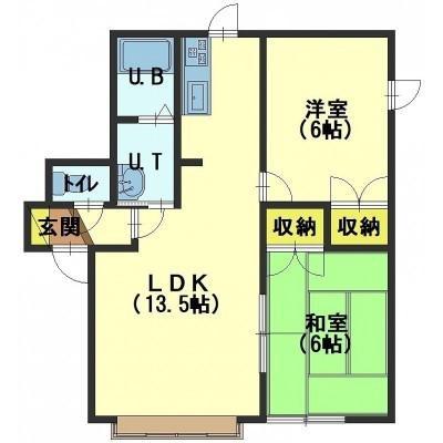 ハイツノースシティー(2LDK/1階)の間取り写真