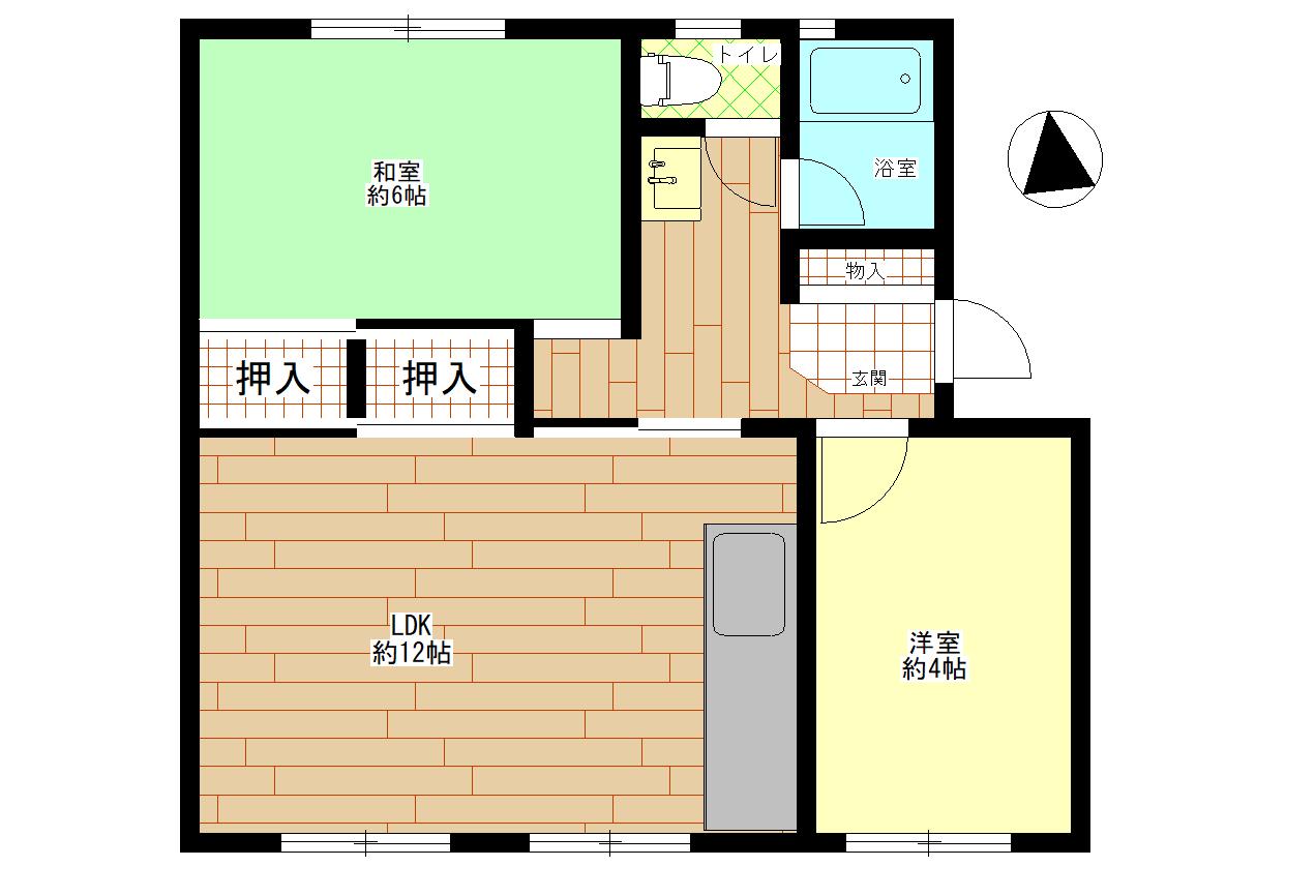 村上団地2街区(2LDK/1階)の間取り写真