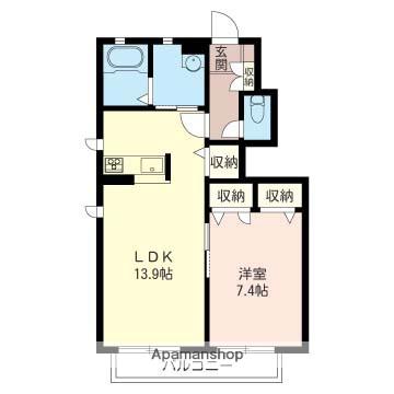 グラシューIII(1LDK/1階)の間取り写真