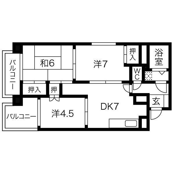 ゲストハウスレインボー伏見(3DK/7階)の間取り写真